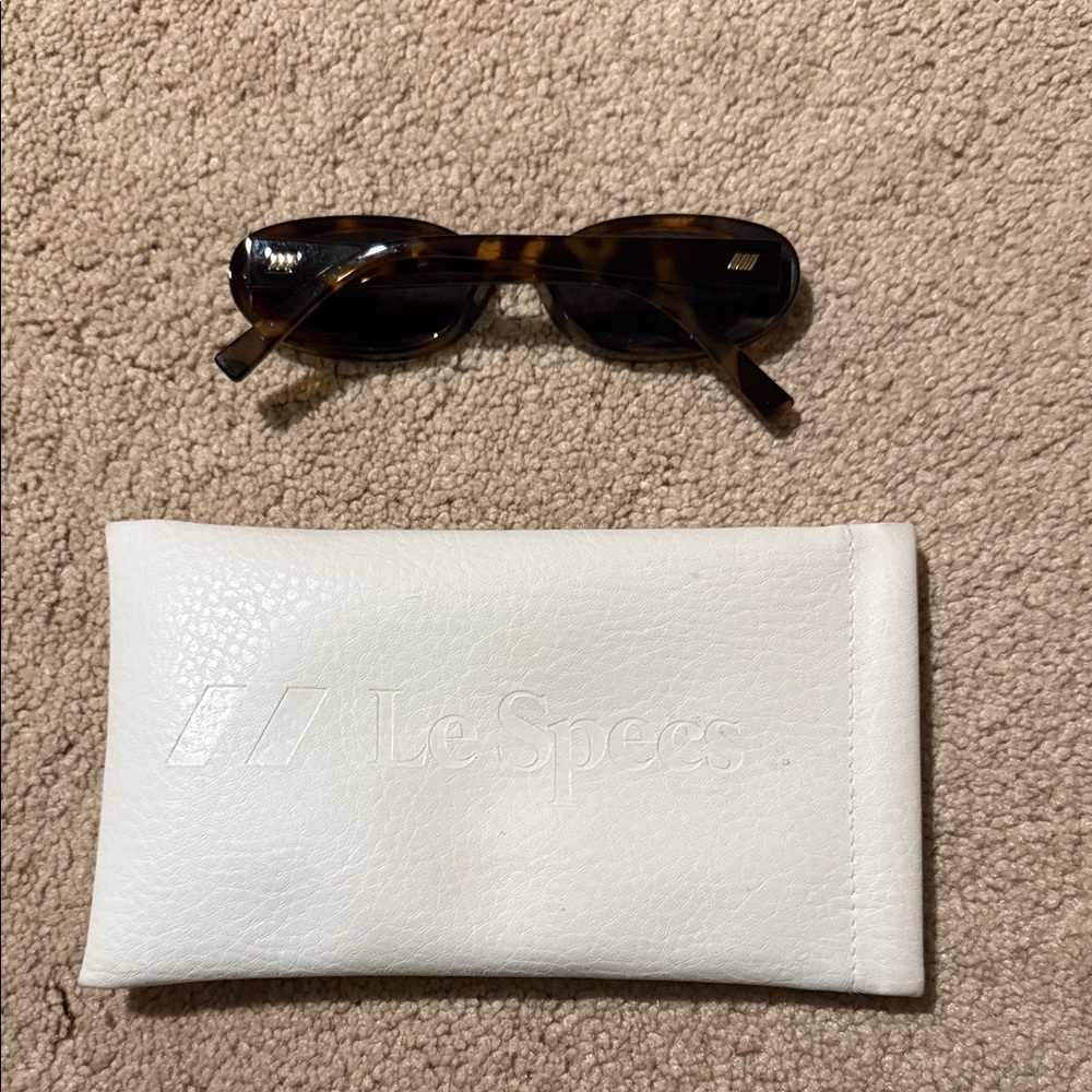 Le Specs Brown Sunglasses with White Case